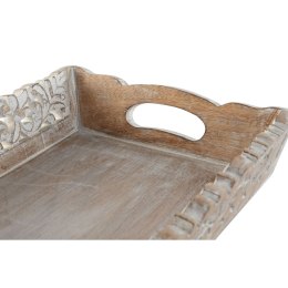 Zestaw tacek Home ESPRIT Biały Naturalny Drewno mango 40,5 x 25,5 x 6,5 cm (2 Sztuk)