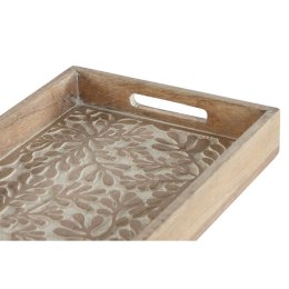 Zestaw tacek Home ESPRIT Biały Naturalny Drewno mango Drewno MDF 44 x 29 x 5 cm (2 Sztuk)