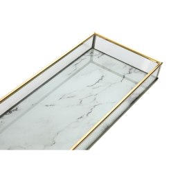 Zestaw tacek Home ESPRIT Biały Złoty Metal Szkło 42 x 15 x 4 cm (2 Sztuk)