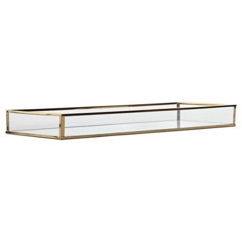 Zestaw tacek Home ESPRIT Biały Złoty Metal Szkło 42 x 15 x 4 cm (2 Sztuk)