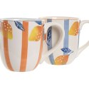 Kubek Home ESPRIT Żółty Niebieski Biały Pomarańczowy Cytrynowa Śródziemnomorski Z reliefem 360 ml (4 Sztuk)
