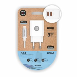 Ładowarka ścienna + kabel lightning MIFI Tech One Tech TEC2402 Biały Pojedyńczy Lightning