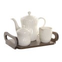 Serwis do Herbaty Home ESPRIT Biały Ceimnobrązowy Bambus Porcelana