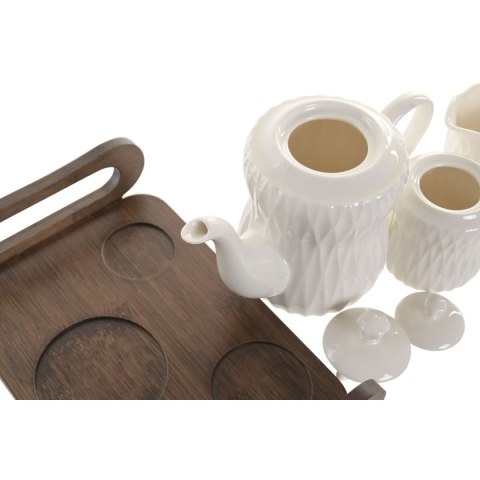 Serwis do Herbaty Home ESPRIT Biały Ceimnobrązowy Bambus Porcelana