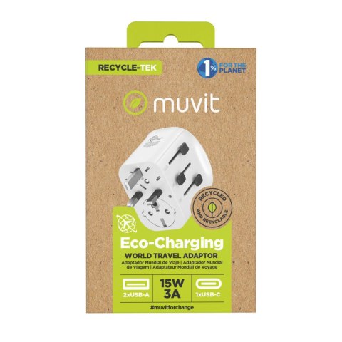Uniwersalny Adapter Turystyczny do Gniazdka Muvit MCADP0006 Biały 150 W 15 w