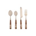 Zastawa stołowa Home ESPRIT Biały Srebrzysty Naturalny Stal nierdzewna Drewno akacjowe 4,5 X 2 X 21 CM 16 Części