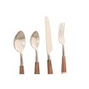 Zastawa stołowa Home ESPRIT Biały Srebrzysty Naturalny Stal nierdzewna Drewno akacjowe 4,5 X 2 X 21 CM 16 Części