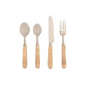 Zastawa stołowa Home ESPRIT Srebrzysty Naturalny Stal nierdzewna Rattan 4,5 X 2 X 21 CM 16 Części