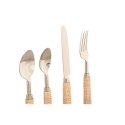 Zastawa stołowa Home ESPRIT Srebrzysty Naturalny Stal nierdzewna Rattan 4,5 X 2 X 21 CM 16 Części