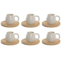 Zestaw 6 filiżanek z talerzykami Home ESPRIT Biały Bambus Porcelana 150 ml