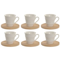Zestaw 6 filiżanek z talerzykami Home ESPRIT Biały Bambus Porcelana 90 ml