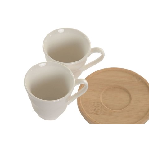 Zestaw 6 filiżanek z talerzykami Home ESPRIT Biały Bambus Porcelana 90 ml