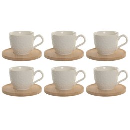 Zestaw 6 filiżanek z talerzykami Home ESPRIT Biały Bambus Porcelana 90 ml