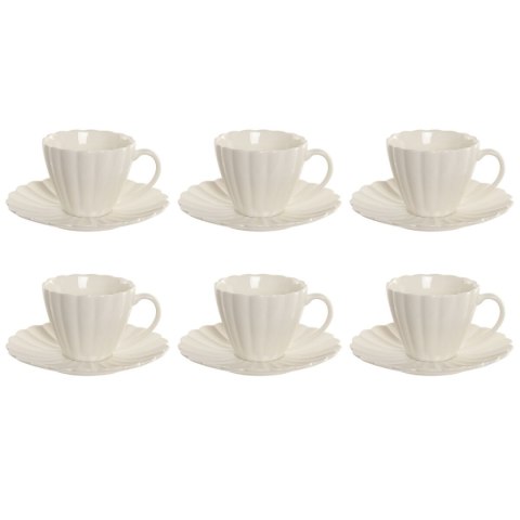 Zestaw 6 filiżanek z talerzykami Home ESPRIT Biały Porcelana 150 ml