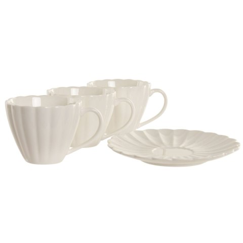 Zestaw 6 filiżanek z talerzykami Home ESPRIT Biały Porcelana 150 ml