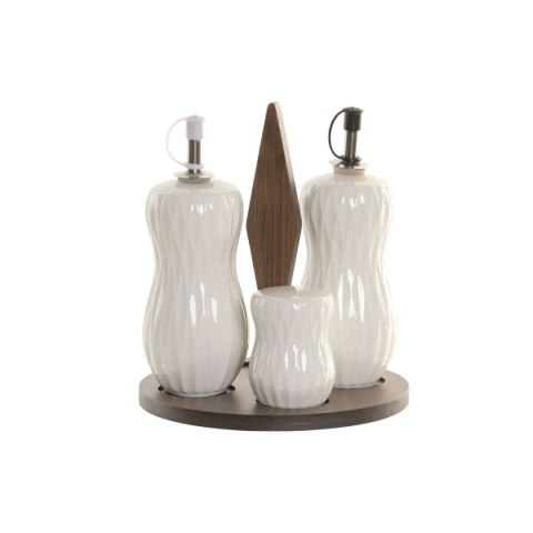 Zestaw do oliwy i octu Home ESPRIT Biały Ceimnobrązowy Bambus Porcelana 17 x 17 x 19 cm