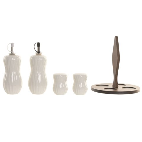 Zestaw do oliwy i octu Home ESPRIT Biały Ceimnobrązowy Bambus Porcelana 17 x 17 x 19 cm