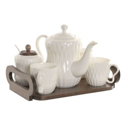 Zestaw filiżanek do kawy Home ESPRIT Biały Ceimnobrązowy Bambus Porcelana 240 ml 6 Części