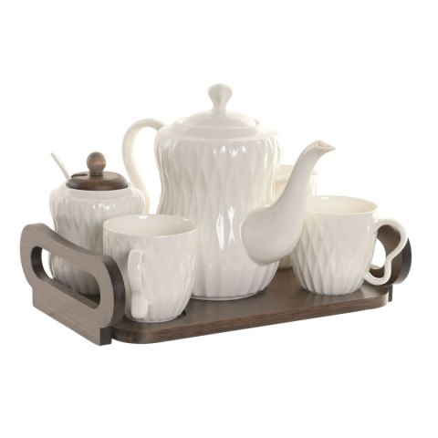 Zestaw filiżanek do kawy Home ESPRIT Biały Ceimnobrązowy Bambus Porcelana 240 ml 6 Części