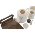 Zestaw filiżanek do kawy Home ESPRIT Biały Ceimnobrązowy Bambus Porcelana 240 ml 6 Części