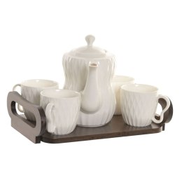 Zestaw filiżanek do kawy Home ESPRIT Biały Ceimnobrązowy Bambus Porcelana 6 Części