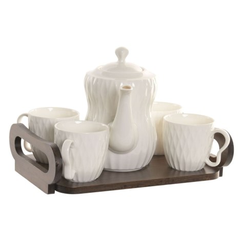 Zestaw filiżanek do kawy Home ESPRIT Biały Ceimnobrązowy Bambus Porcelana 6 Części