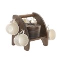 Zestaw filiżanek do kawy Home ESPRIT Biały Ceimnobrązowy Bambus Porcelana 90 ml 6 Części