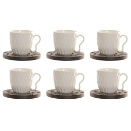 Zestaw filiżanek do kawy Home ESPRIT Biały Ceimnobrązowy Bambus Porcelana 90 ml 6 Części