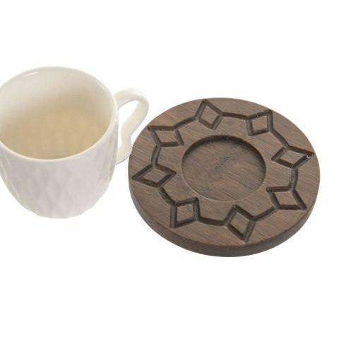Zestaw filiżanek do kawy Home ESPRIT Biały Ceimnobrązowy Bambus Porcelana 90 ml 6 Części