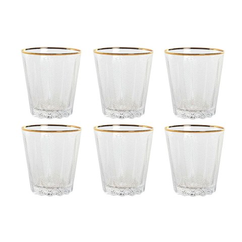 Zestaw kieliszków Home ESPRIT Przezroczysty Złoty Szkło Z reliefem 350 ml (6 Sztuk)