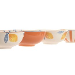 Zlewnia Home ESPRIT Żółty Niebieski Biały Pomarańczowy Aluminium Kamionka Cytrynowa Śródziemnomorski Z reliefem (4 Sztuk)