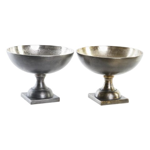 Dekoracja na Stół DKD Home Decor Złoty Srebrzysty Aluminium 25 x 25 x 19 cm (2 Sztuk)