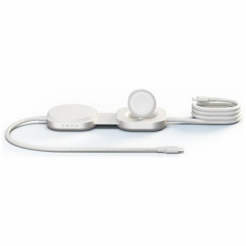 Ładowarka indukcyjna 2w1 Zens Pro 3 + ładowanie Apple Watch Qi2 15W USB-C/USB-C biały