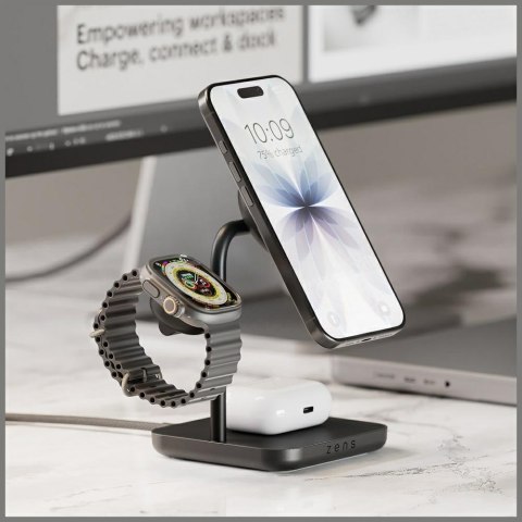 Magnetyczna ładowarka indukcyjna 3w1 Zens Office Charger Pro 3 + ładowanie Apple Watch Qi2 15W