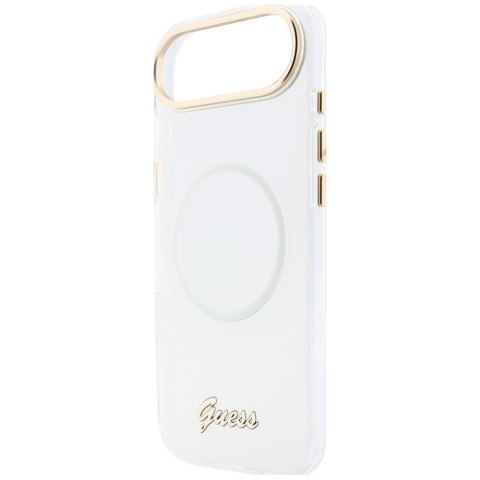 Etui Guess IML Gradient Script Metal MagSafe do iPhone Air biały