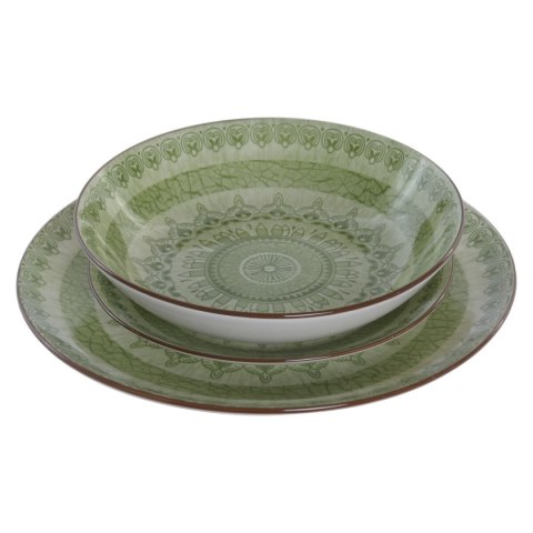 Zestaw Obiadowy Home ESPRIT Kolor Zielony Porcelana Arabia 18 Części