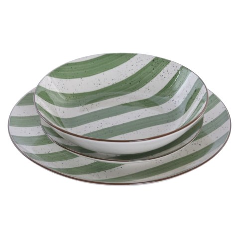 Zestaw Obiadowy Home ESPRIT Kolor Zielony Porcelana Śródziemnomorski 18 Części