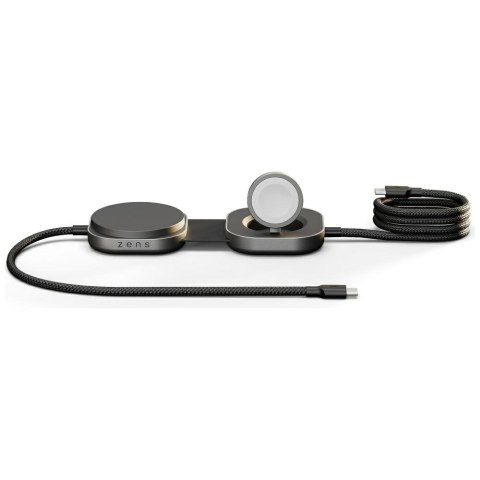 Ładowarka indukcyjna 2w1 Zens Pro 3 + ładowanie Apple Watch Qi2 15W USB-C/USB-C czarny
