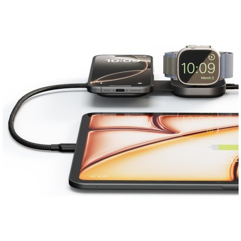 Ładowarka indukcyjna 2w1 Zens Pro 3 + ładowanie Apple Watch Qi2 15W USB-C/USB-C czarny