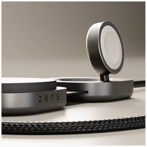 Ładowarka indukcyjna 2w1 Zens Pro 3 + ładowanie Apple Watch Qi2 15W USB-C/USB-C czarny