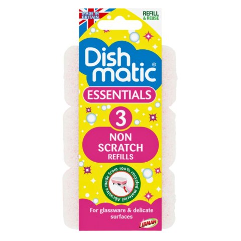 Dishmatic Non-Scratch Gąbki Zapasowe z Antybakteryjnym Środkiem Ściernym 3 szt.