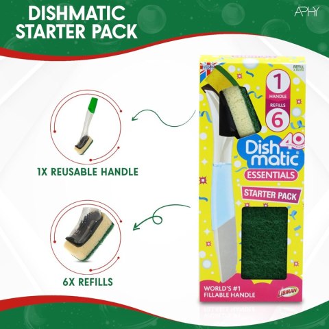 Dishmatic Pakiet Startowy Gąbka do Naczyń z Dozownikiem+6 Gąbek
