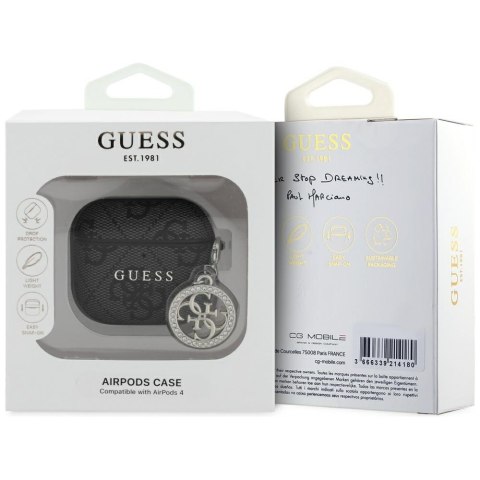 Etui Guess 4G Strass Charm do AirPods 4 czarny
