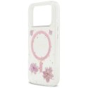 Etui Guess Resin Flowers Glitter MagSafe do iPhone 17 Pro różowy
