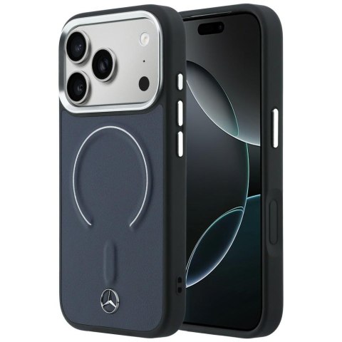Etui Mercedes Leather 3D MagSafe do iPhone 17 Pro Max granatowy