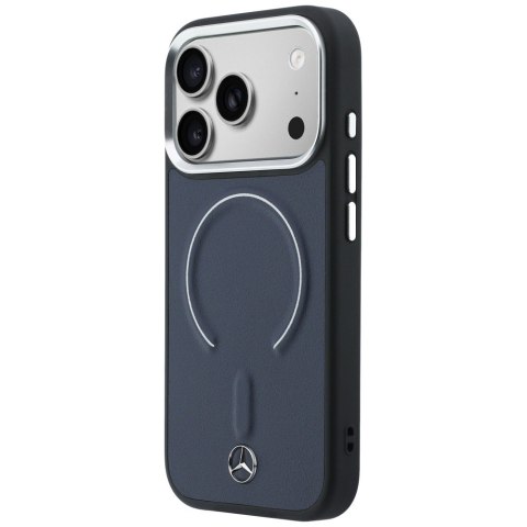 Etui Mercedes Leather 3D MagSafe do iPhone 17 Pro Max granatowy