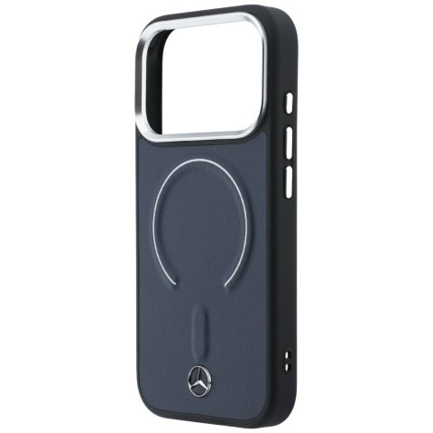 Etui Mercedes Leather 3D MagSafe do iPhone 17 Pro Max granatowy