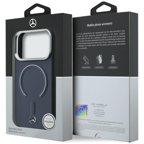 Etui Mercedes Leather 3D MagSafe do iPhone 17 Pro Max granatowy
