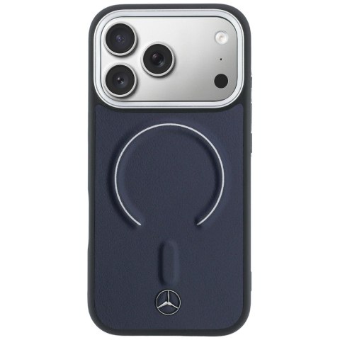 Etui Mercedes Leather 3D MagSafe do iPhone 17 Pro granatowy