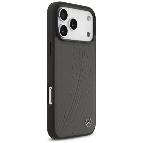 Etui Mercedes Leather Large Laurel Leave MagSafe do iPhone 17 Pro Max antracyt